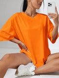 Unisex Solid 100% Cotton Loose Fit Casual Short Sleeve T-Shirt