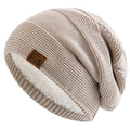 Unisex Thick Fur Lined Knitted Winter Beanie Cap F&S