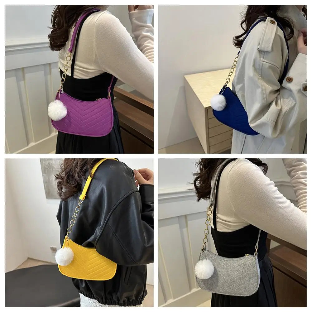 Women's Fashion Felt Underarm Shoulder Bag