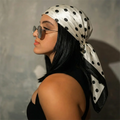 Women's Dot Print Silk Feel Square Scarf