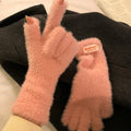Women's Fashion Plush Warm Knit Velvet Winter Gloves