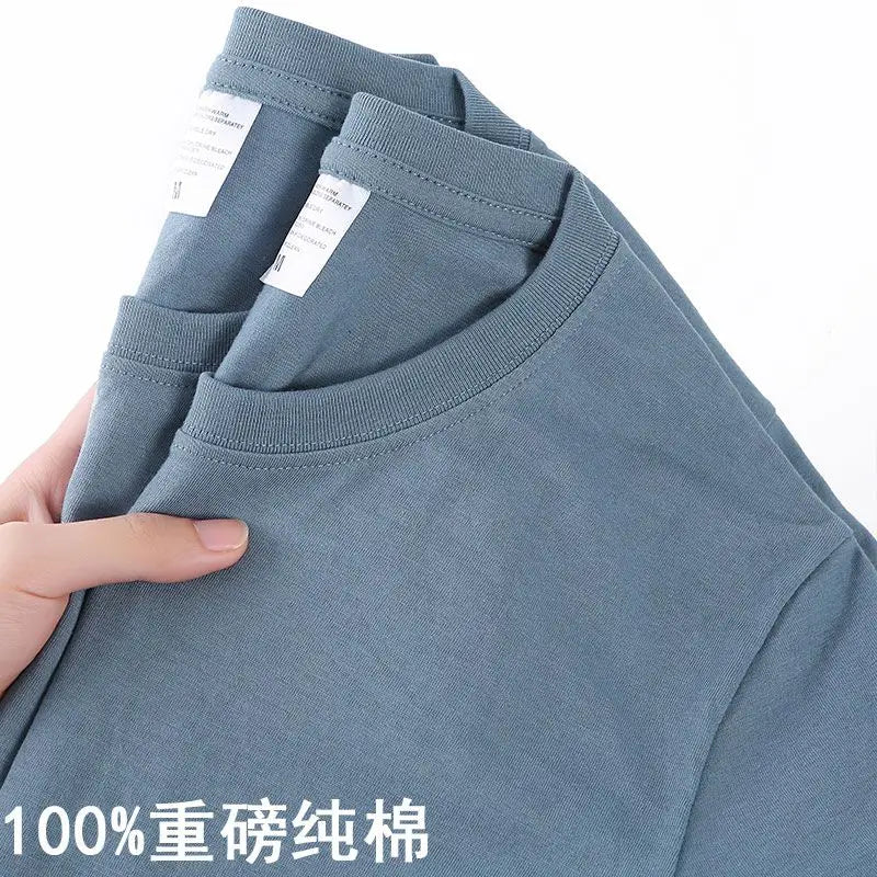 Unisex Solid 100% Cotton Loose Fit Short Sleeve T-Shirt