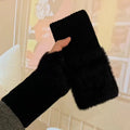 Women's Soft Plush Knitted Half Finger Winter Gloves