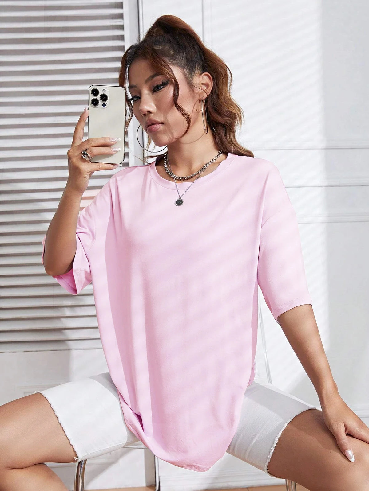 Unisex Solid 100% Cotton Loose Fit Casual Short Sleeve T-Shirt