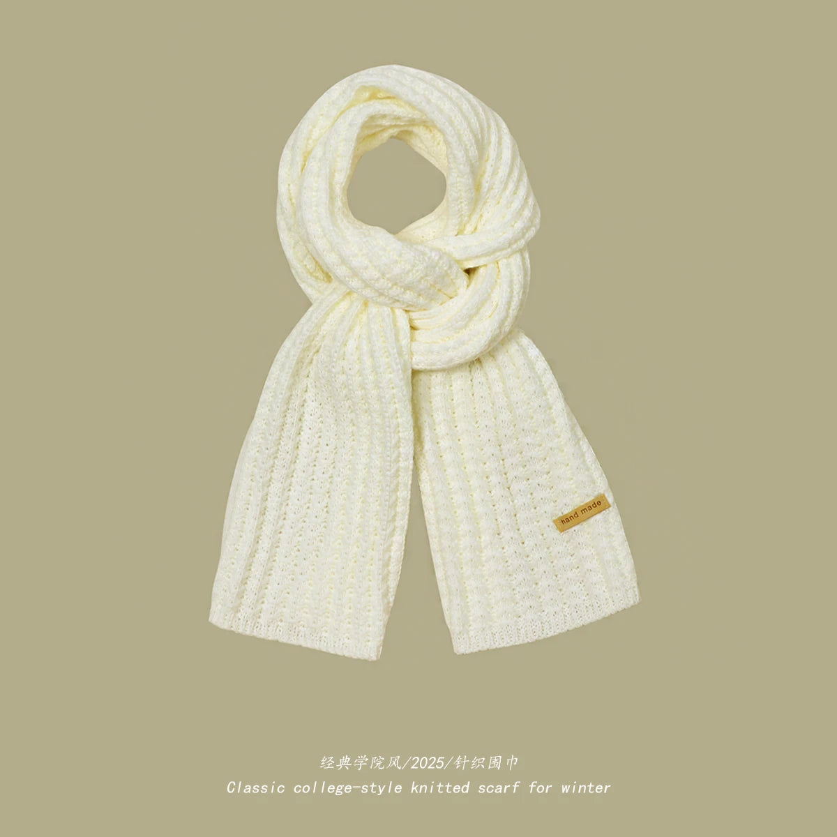Unisex Winter Warm Knitted Solid Neckerchief Scarf 180x28cm