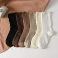 Women's Solid Casual Mid-Calf Cotton Socks 5 Pairs