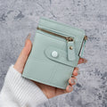 Women's Solid Color Button Short Card Coin Purse Wallet