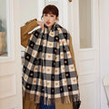 Women's Winter Thick Heart Plaid Blanket Shawl Scarf