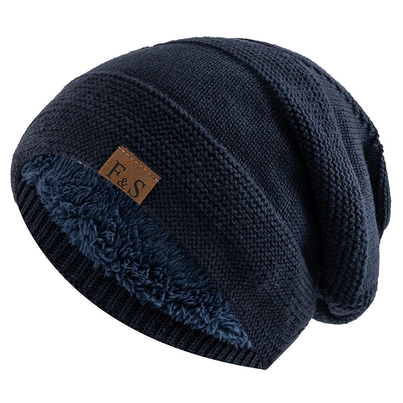 Unisex Thick Fur Lined Knitted Winter Beanie Cap F&S