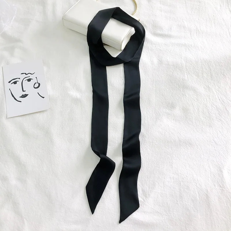 Women's Fashion Plain Chiffon Silk Long Scarf Ribbon
