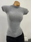 Women's Fashion Slim Fit Mock Neck Short Sleeve T-Shirt