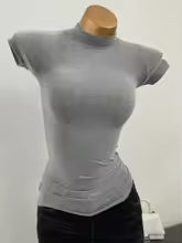 Women's Fashion Slim Fit Mock Neck Short Sleeve T-Shirt