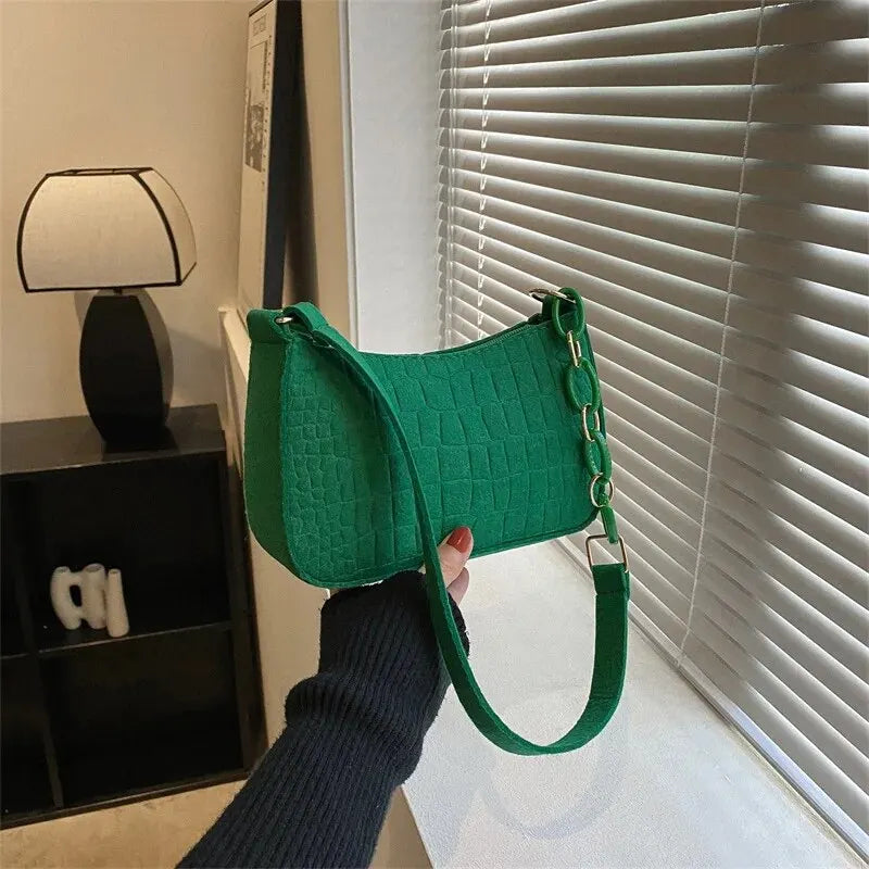 Women's Fashion Felt Underarm Shoulder Bag