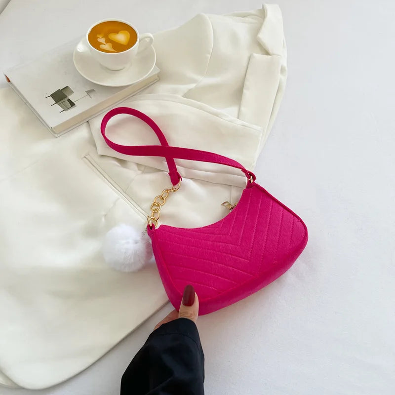 Women's Fashion Felt Underarm Shoulder Bag