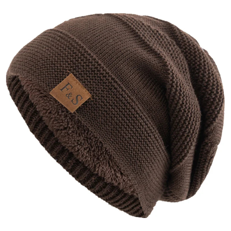 Unisex Thick Fur Lined Knitted Winter Beanie Cap F&S