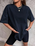 Unisex Solid 100% Cotton Loose Fit Casual Short Sleeve T-Shirt