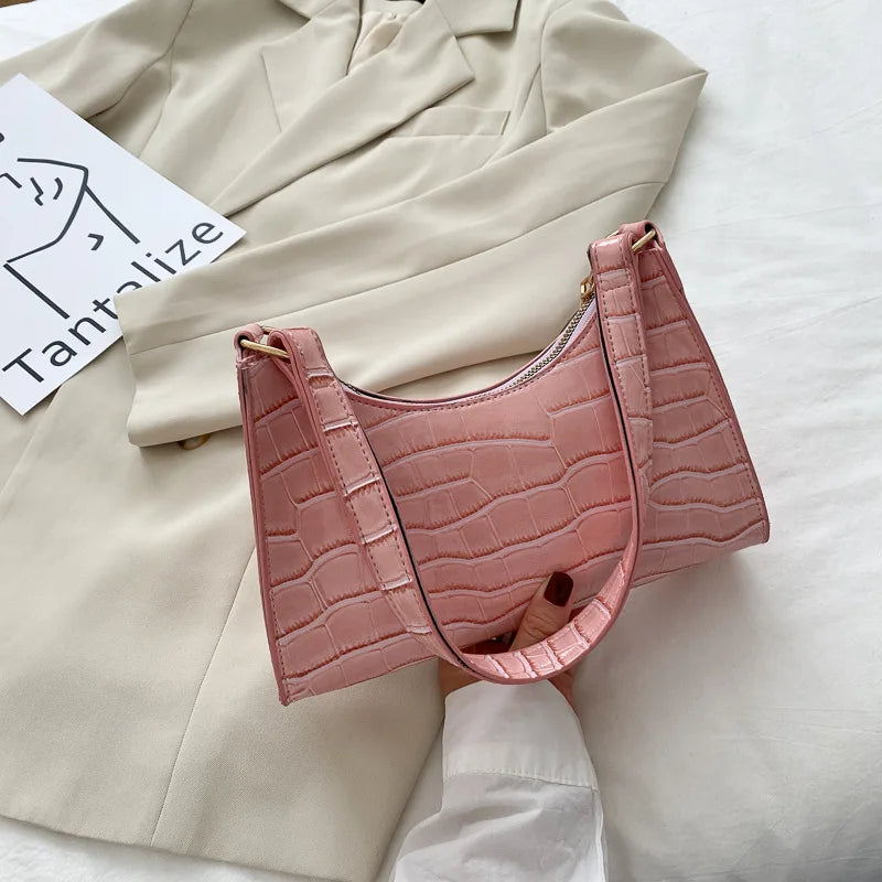 Women's Fashion Alligator Pattern PU Leather Shoulder Bag