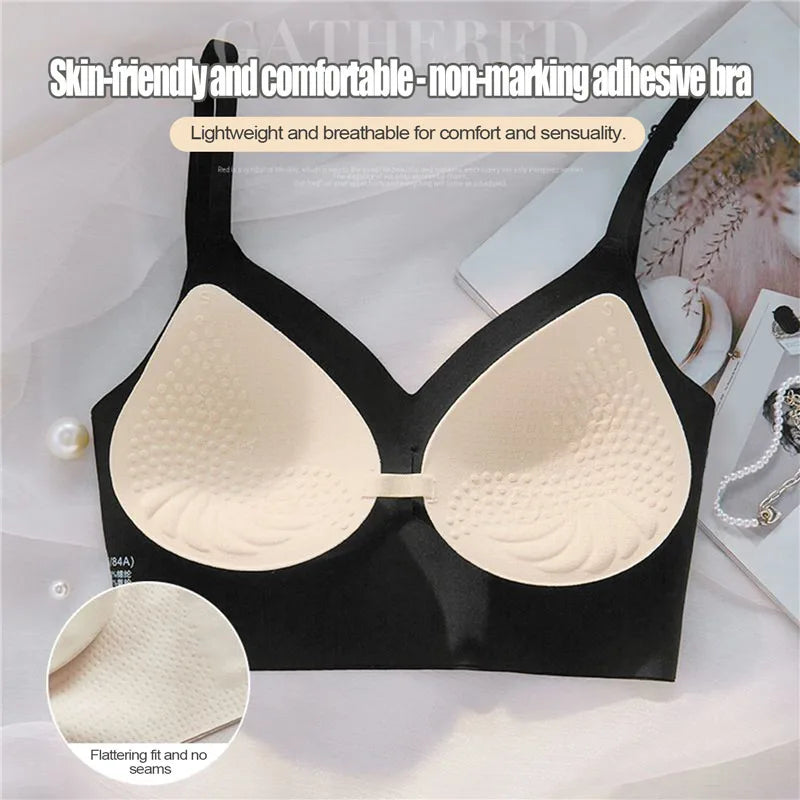 Women's Deep U Plunge Seamless Push Up Backless Bra