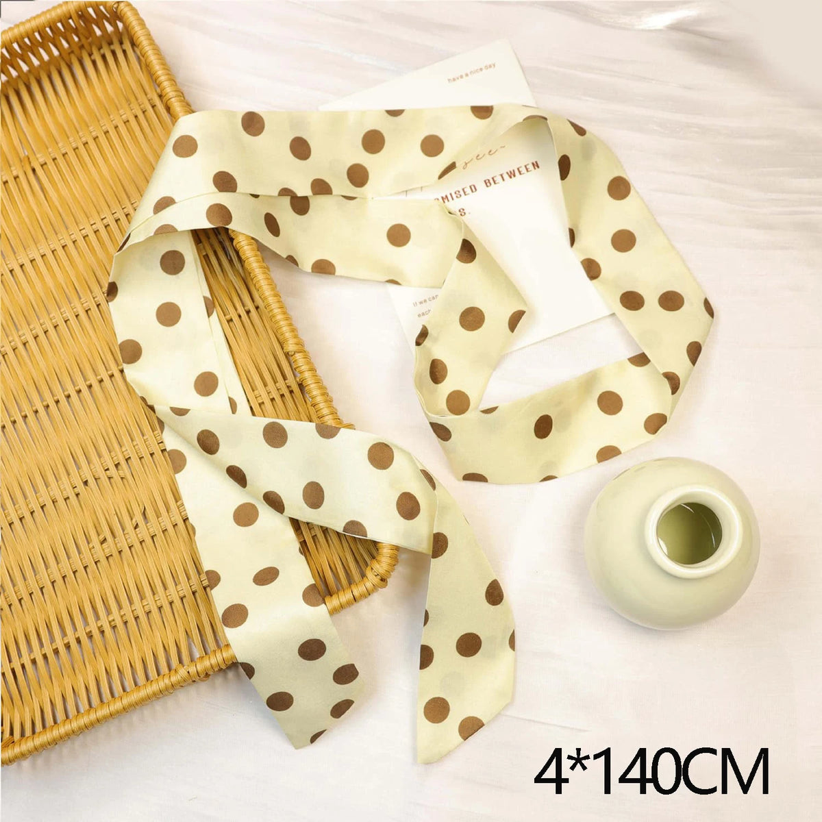 Women's Polka Dot Long Ribbon Scarf 150x4cm