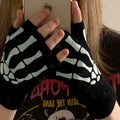 Unisex Skeleton Glow in the Dark Half Finger Winter Gloves