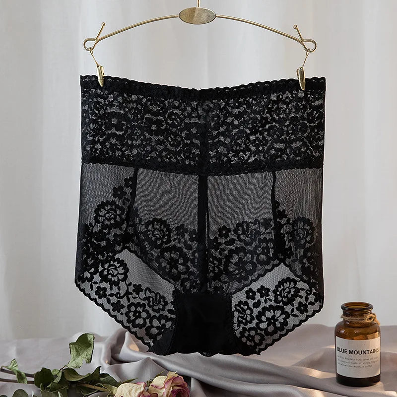Women's Lace High Waist Mesh Tummy Control Briefs