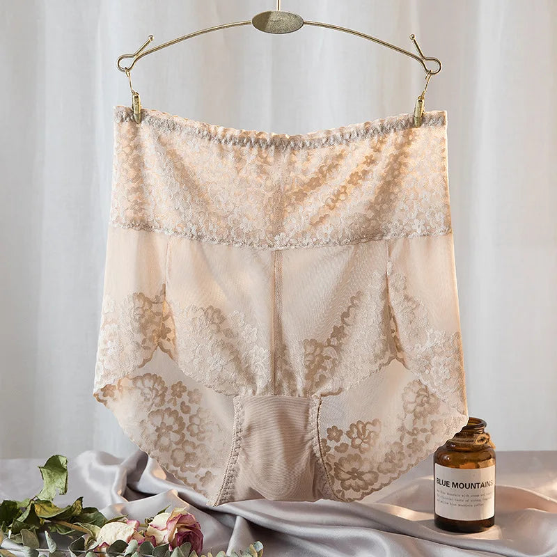Women's Lace High Waist Mesh Tummy Control Briefs