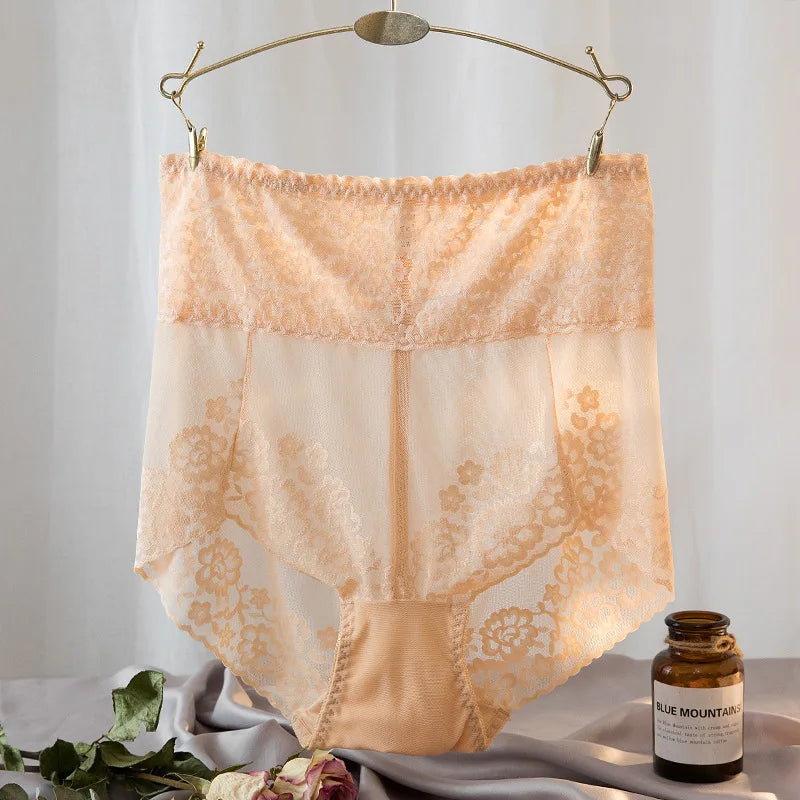 Women's Lace High Waist Mesh Tummy Control Briefs