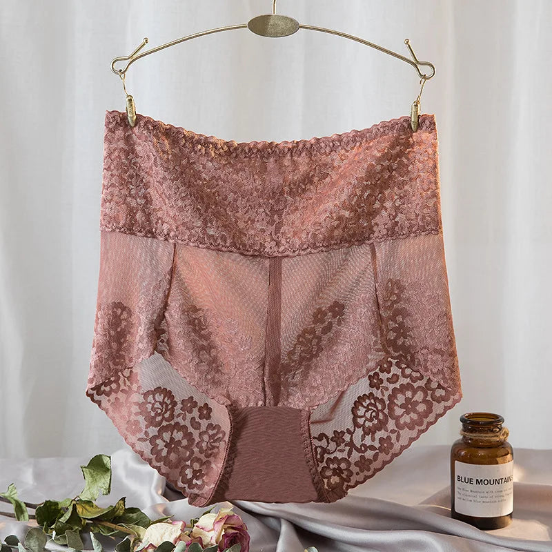 Women's Lace High Waist Mesh Tummy Control Briefs