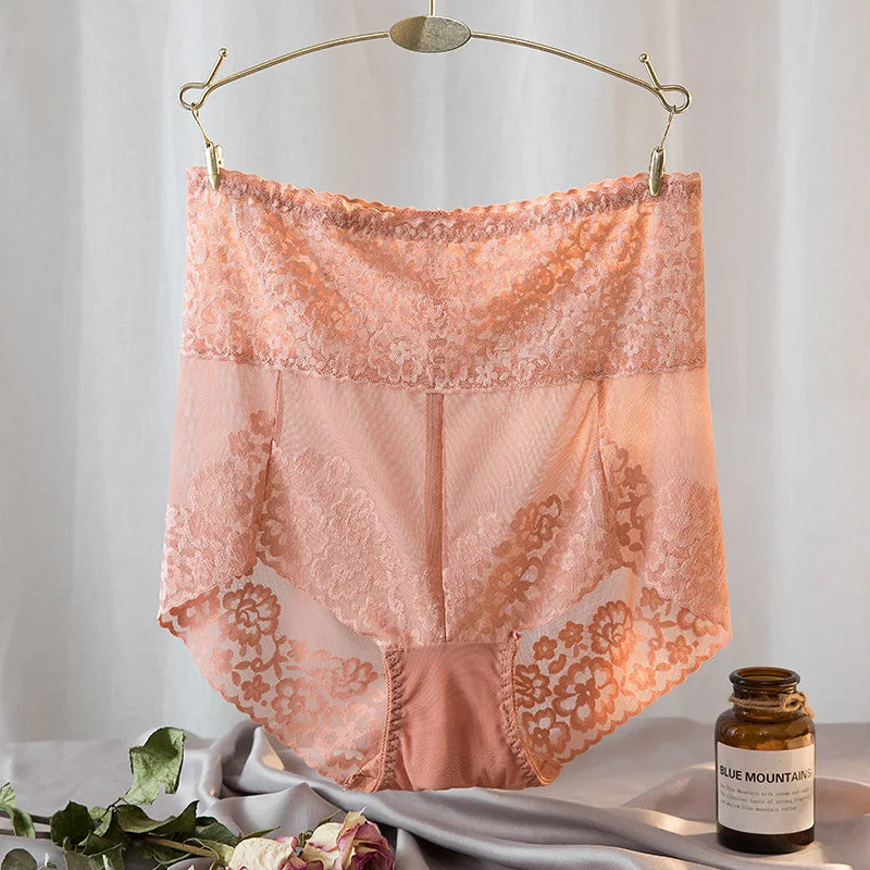 Women's Lace High Waist Mesh Tummy Control Briefs