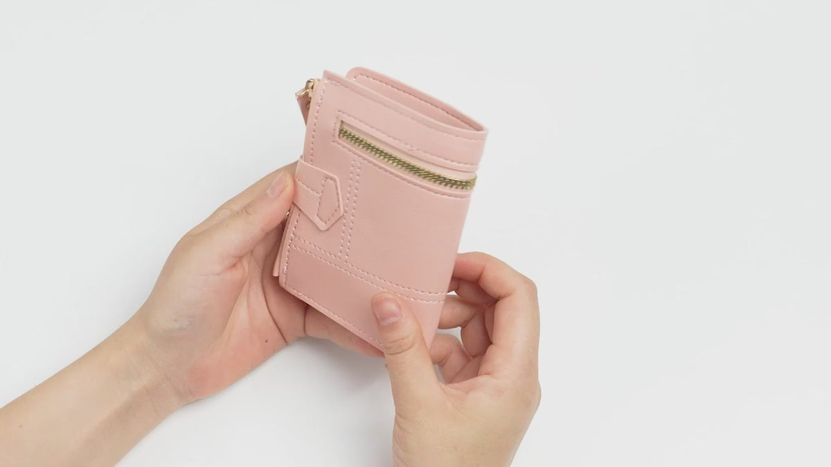Women's Solid Color Button Short Card Coin Purse Wallet
